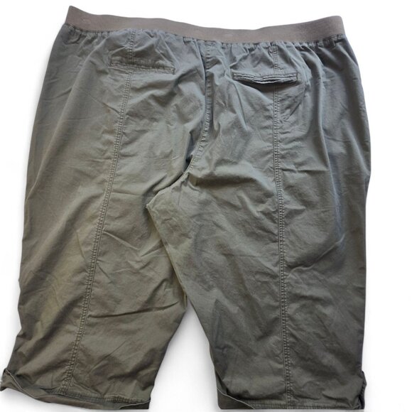 Liz & Me Womens 5X Olive Green Cargo Capri Pants Elastic Waistband Pockets - Picture 4 of 15